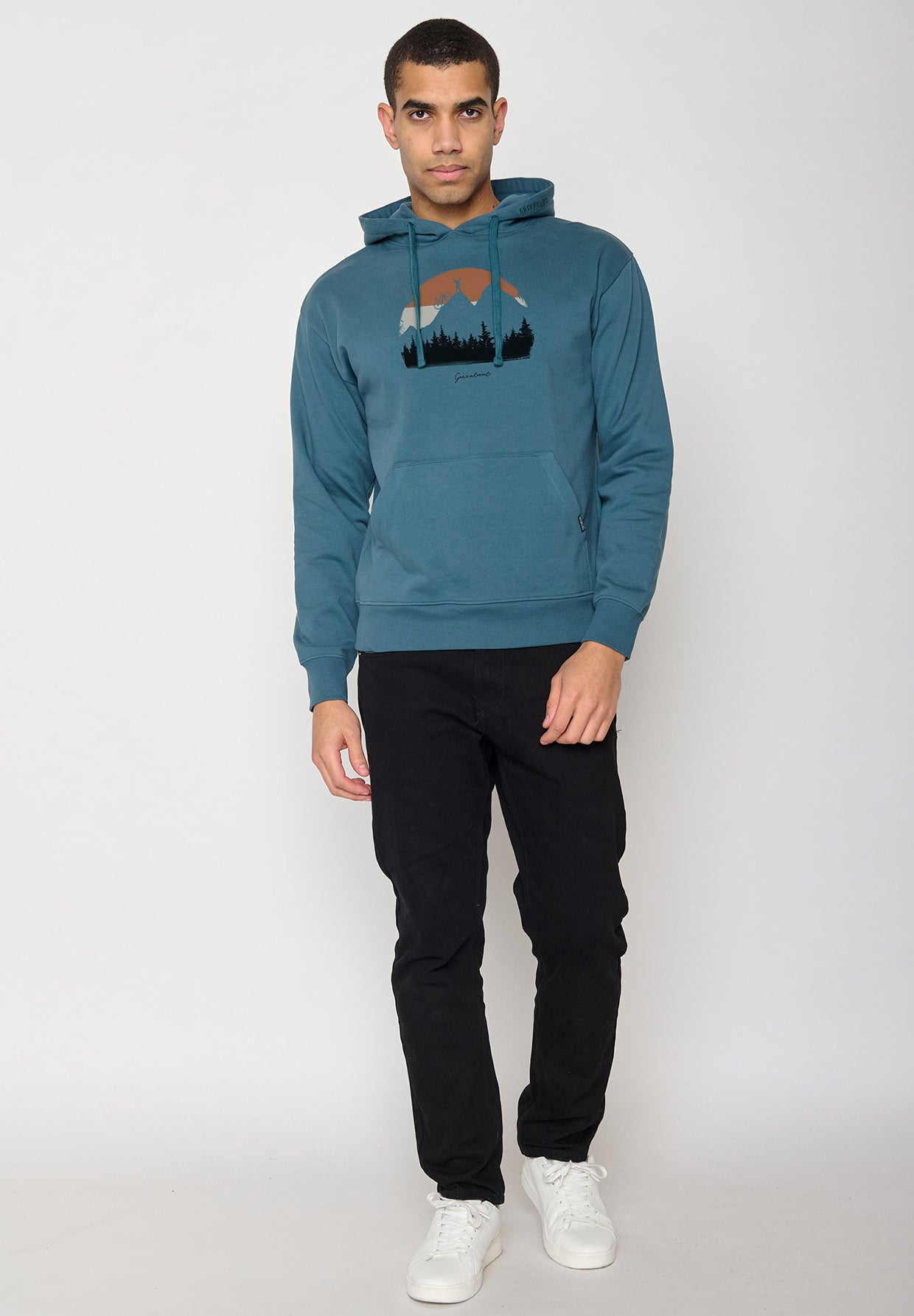 Blau:  Gemütlicher Hoodie aus Bio-Baumwolle für Herren [10617]