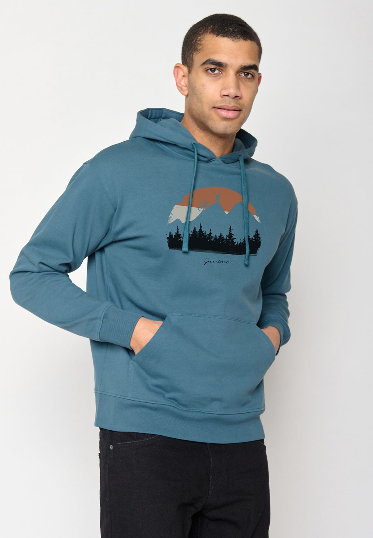 Blau:  Gemütlicher Hoodie aus Bio-Baumwolle für Herren [10619]