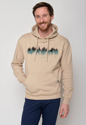 Latte: Gemütlicher Hoodie aus Bio-Baumwolle für Herren [10635]