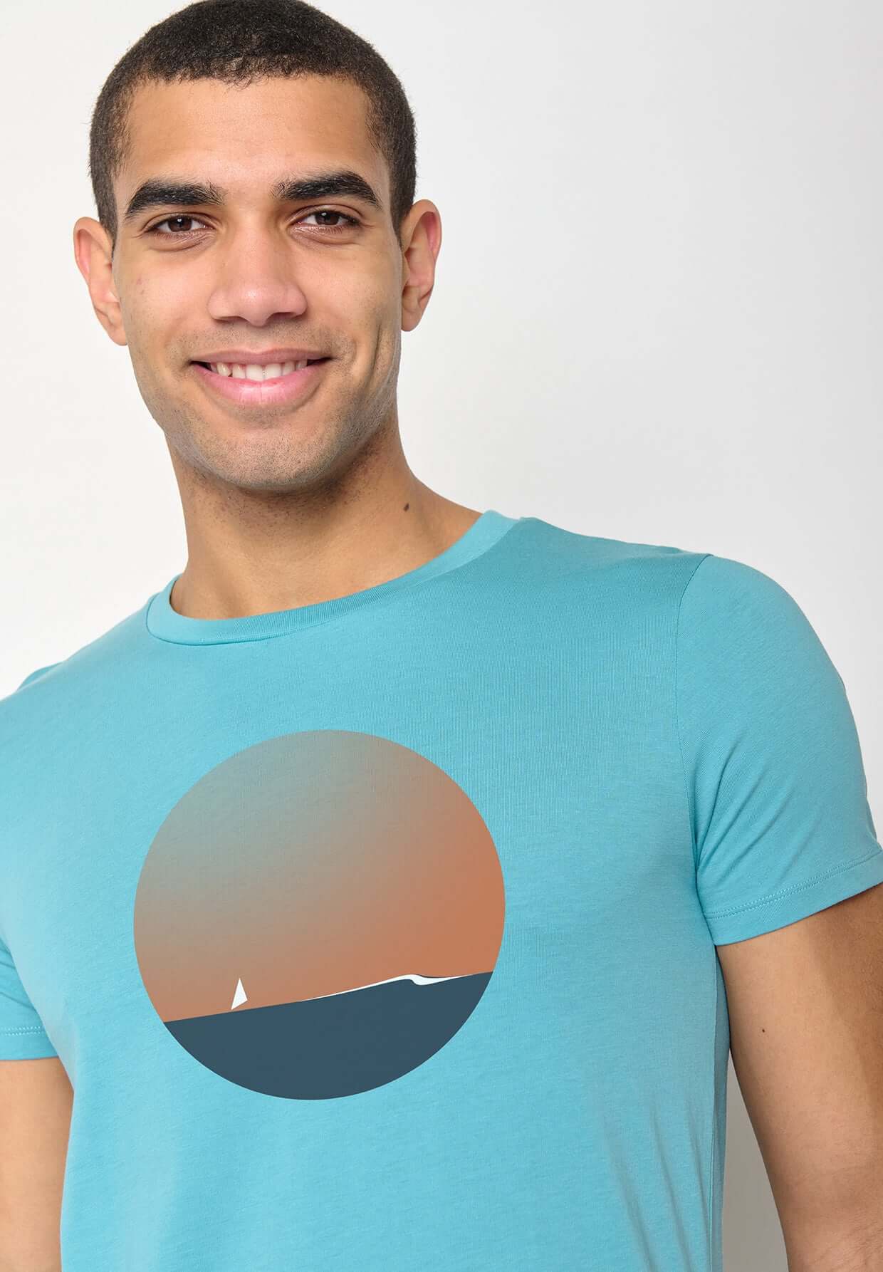 Türkis: Sportliches T-Shirt aus Bio-Baumwolle für Herren [10659]