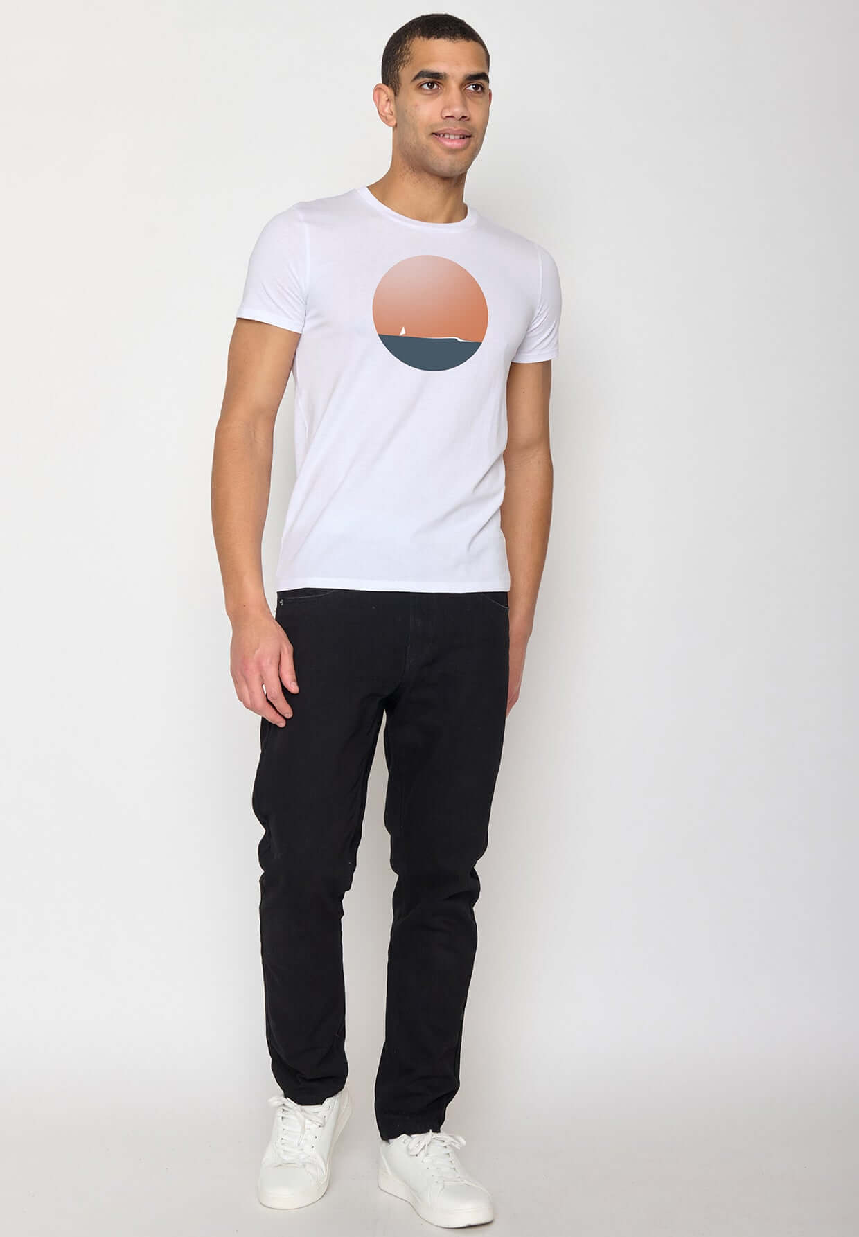 Weiß:  Sportliches T-Shirt aus Bio-Baumwolle für Herren [10663]