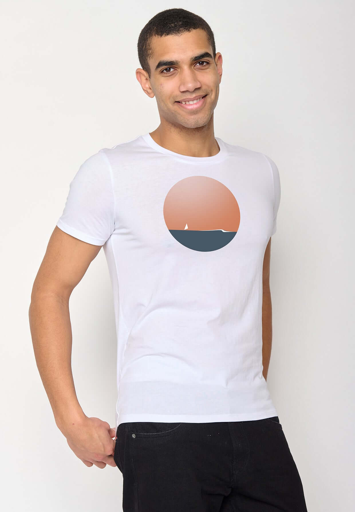Weiß:  Sportliches T-Shirt aus Bio-Baumwolle für Herren [10666]