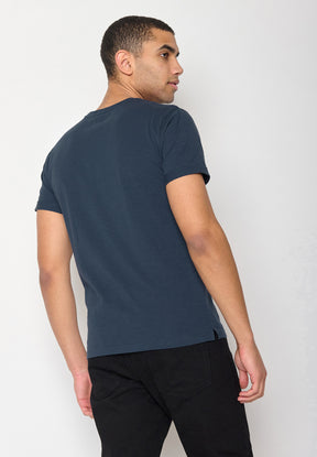 Navy: Lässiges T-Shirt aus Bio-Baumwoll Mix für Herren [10676]