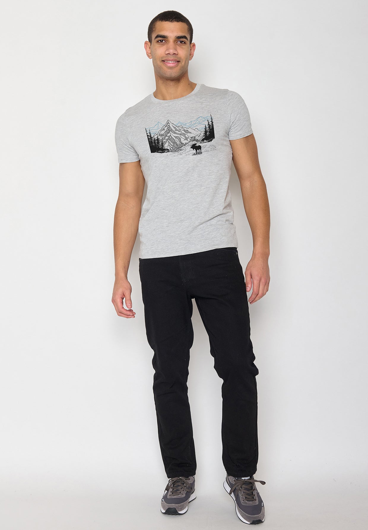 Grau:  Sportliches T-Shirt aus Bio-Baumwolle für Herren [10690]