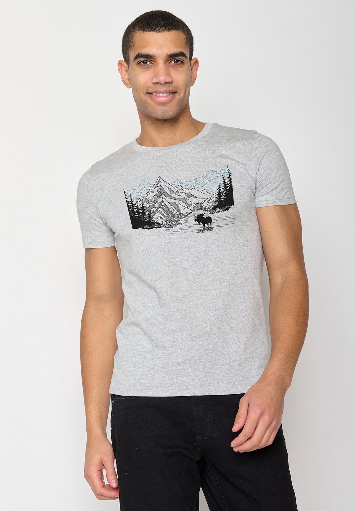 Heather Grey: Sportliches T-Shirt aus Bio-Baumwolle für Herren [10693]