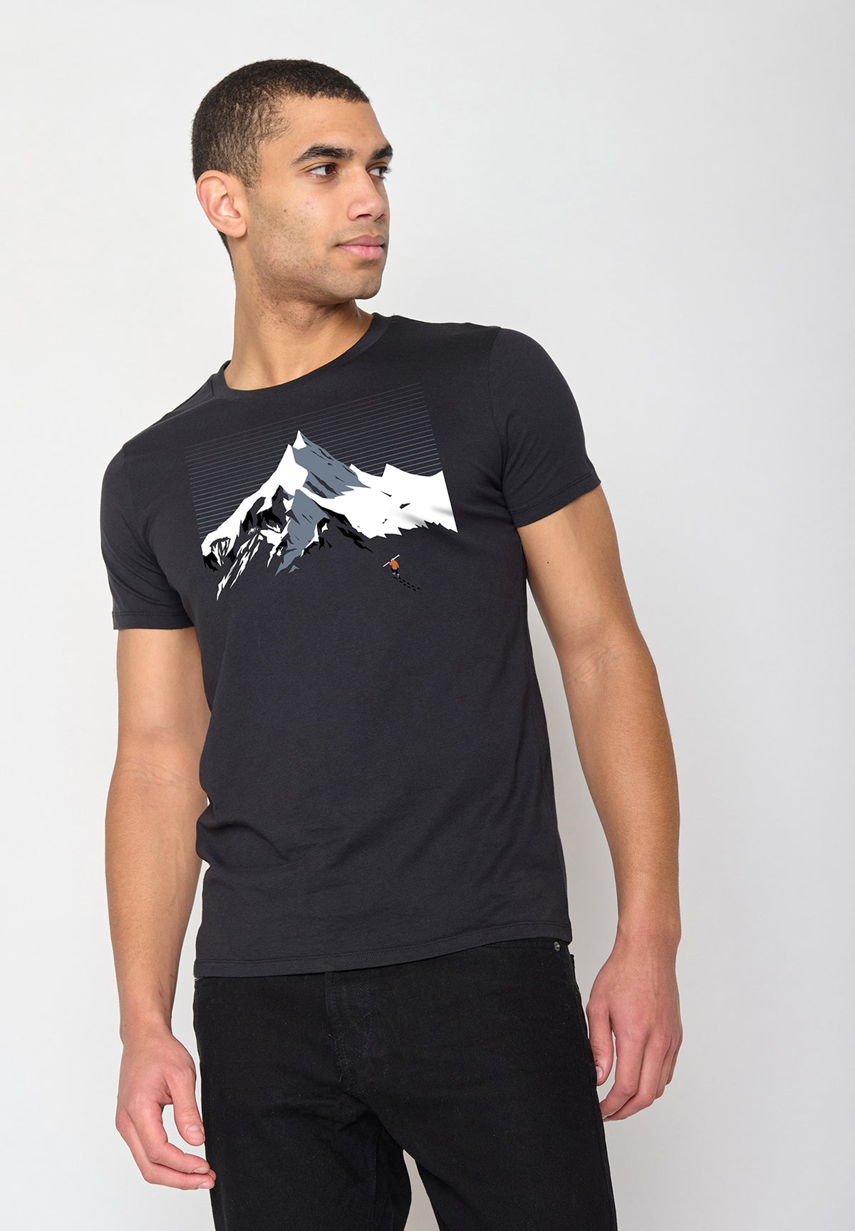 Black: Sportliches T-Shirt aus Bio-Baumwolle für Herren [10718]