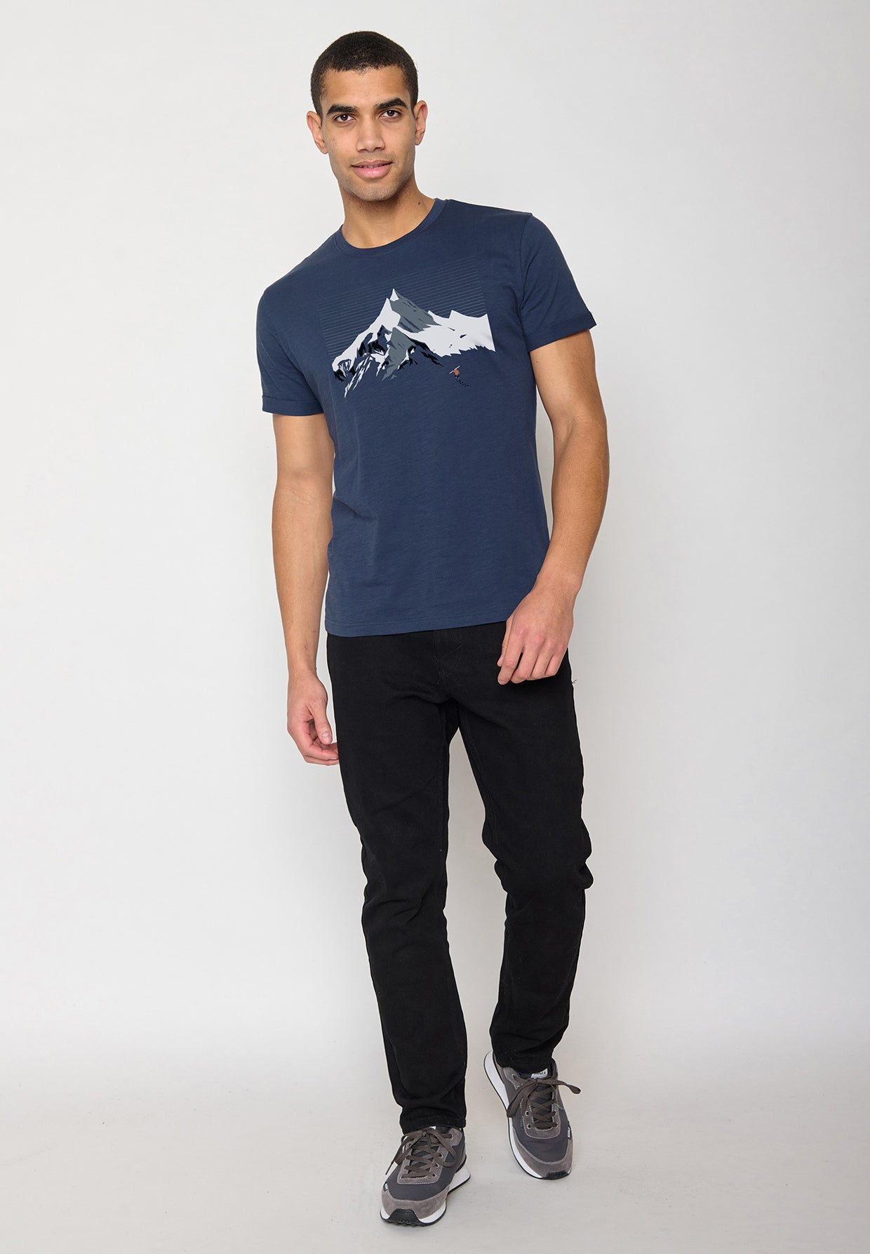 Navy: Lässiges T-Shirt aus Bio-Baumwoll Mix für Herren [10721]