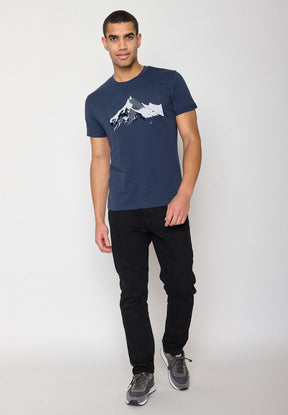Navy: Lässiges T-Shirt aus Bio-Baumwoll Mix für Herren [10721]