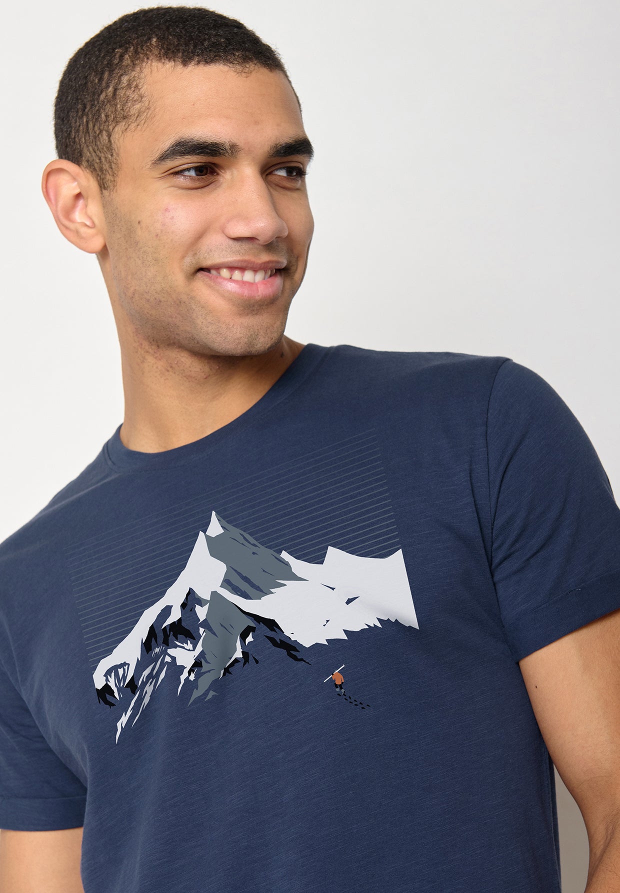 Navy: Lässiges T-Shirt aus Bio-Baumwoll Mix für Herren [10722]