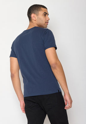 Navy: Lässiges T-Shirt aus Bio-Baumwoll Mix für Herren [10723]