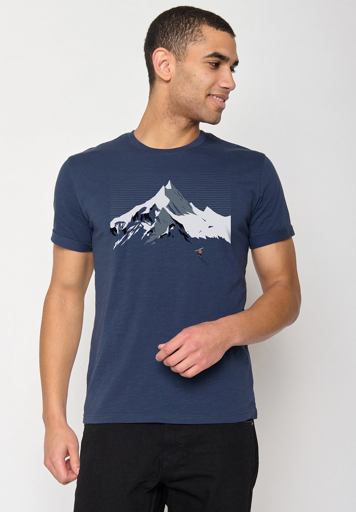 Navy: Lässiges T-Shirt aus Bio-Baumwoll Mix für Herren [10724]