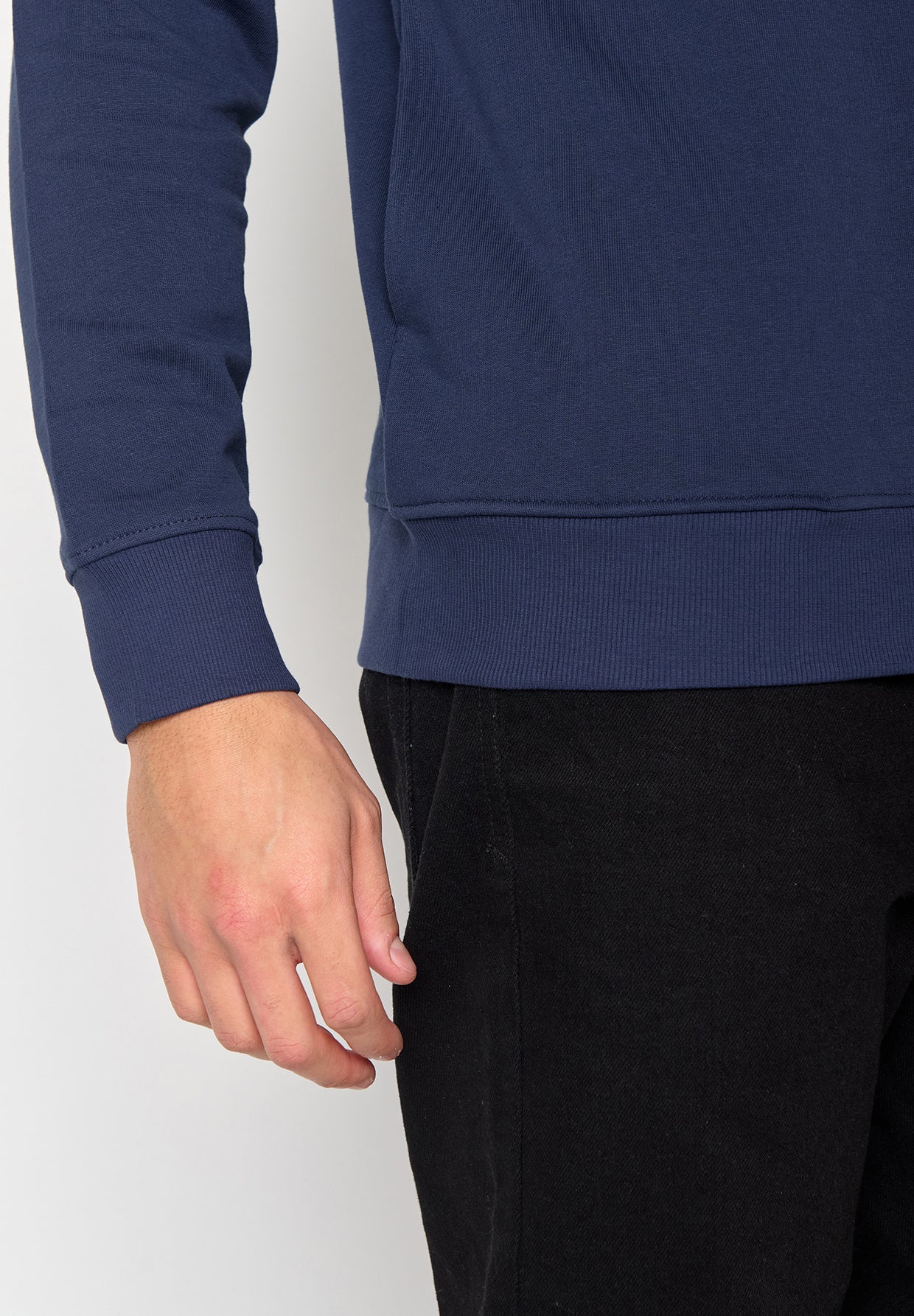 Navy: Kuschliger Hoodie aus Bio-Baumwolle für Herren [10731]