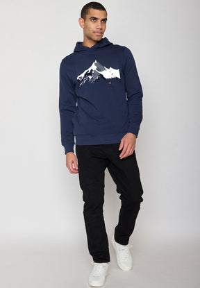 Navy: Kuschliger Hoodie aus Bio-Baumwolle für Herren [10732]