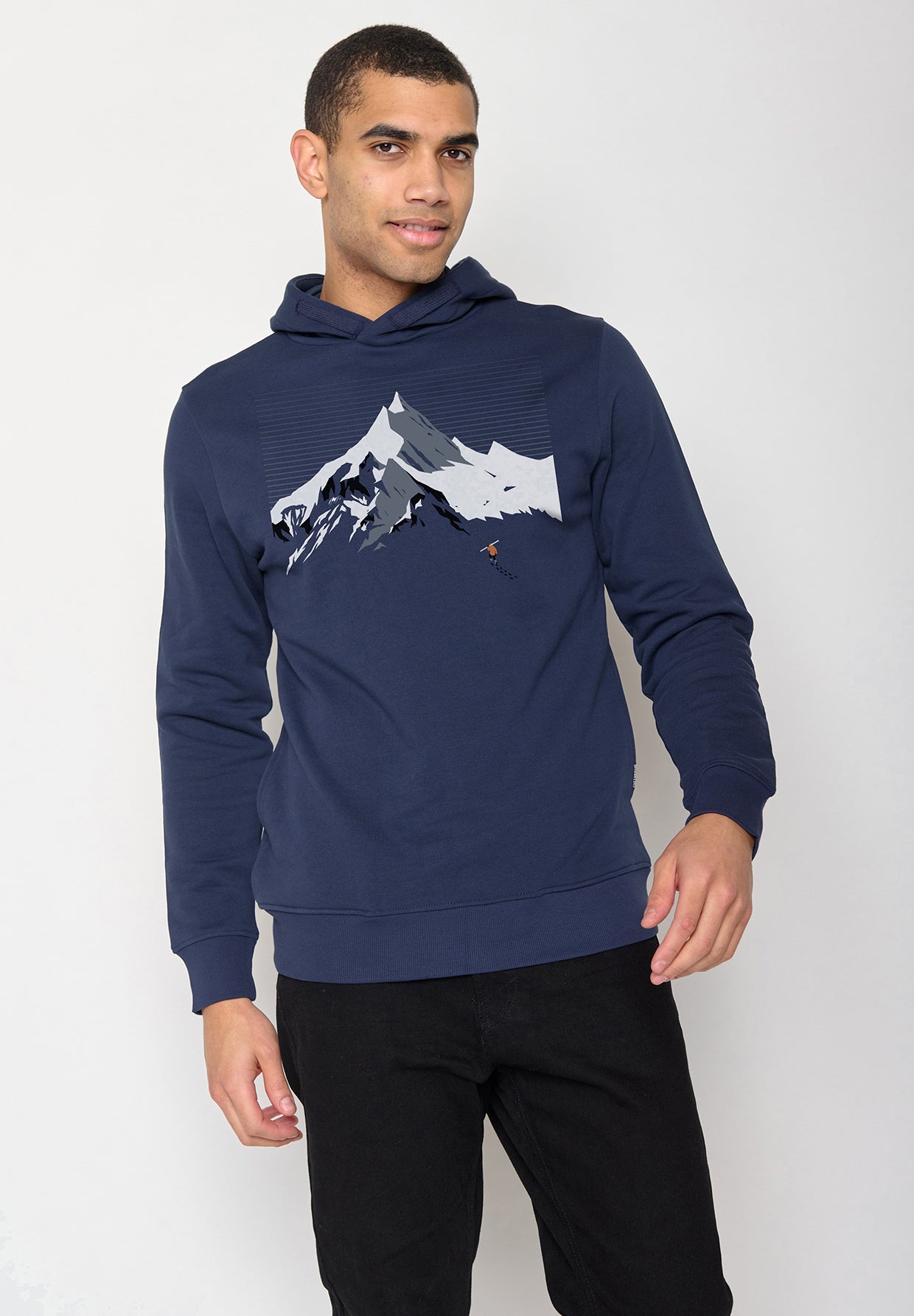 Navy: Kuschliger Hoodie aus Bio-Baumwolle für Herren [10735]