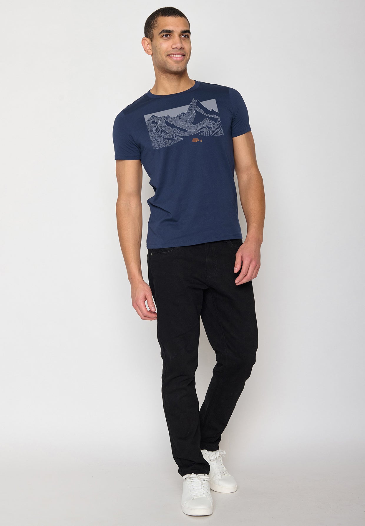 Navy: Sportliches T-Shirt aus Bio-Baumwolle für Herren [10779]