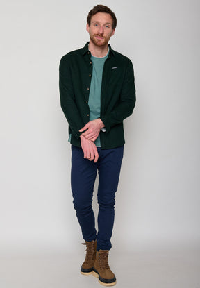 Deep Sage: Elegantes Longsleeve aus Bio-Baumwolle für Herren [10938]