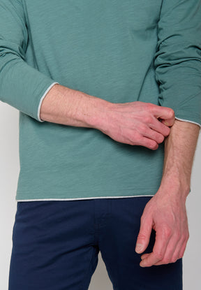 Grün:  Elegantes Longsleeve aus Bio-Baumwolle für Herren [10939]