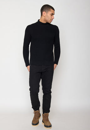 Black: Gemütlicher Strickpullover aus Woll Mix für Herren [11050]