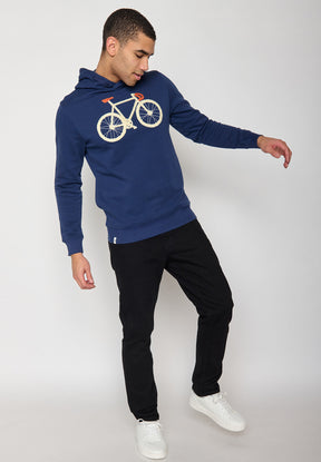 Navy: Kuschliger Hoodie aus Bio-Baumwolle für Herren [11145]