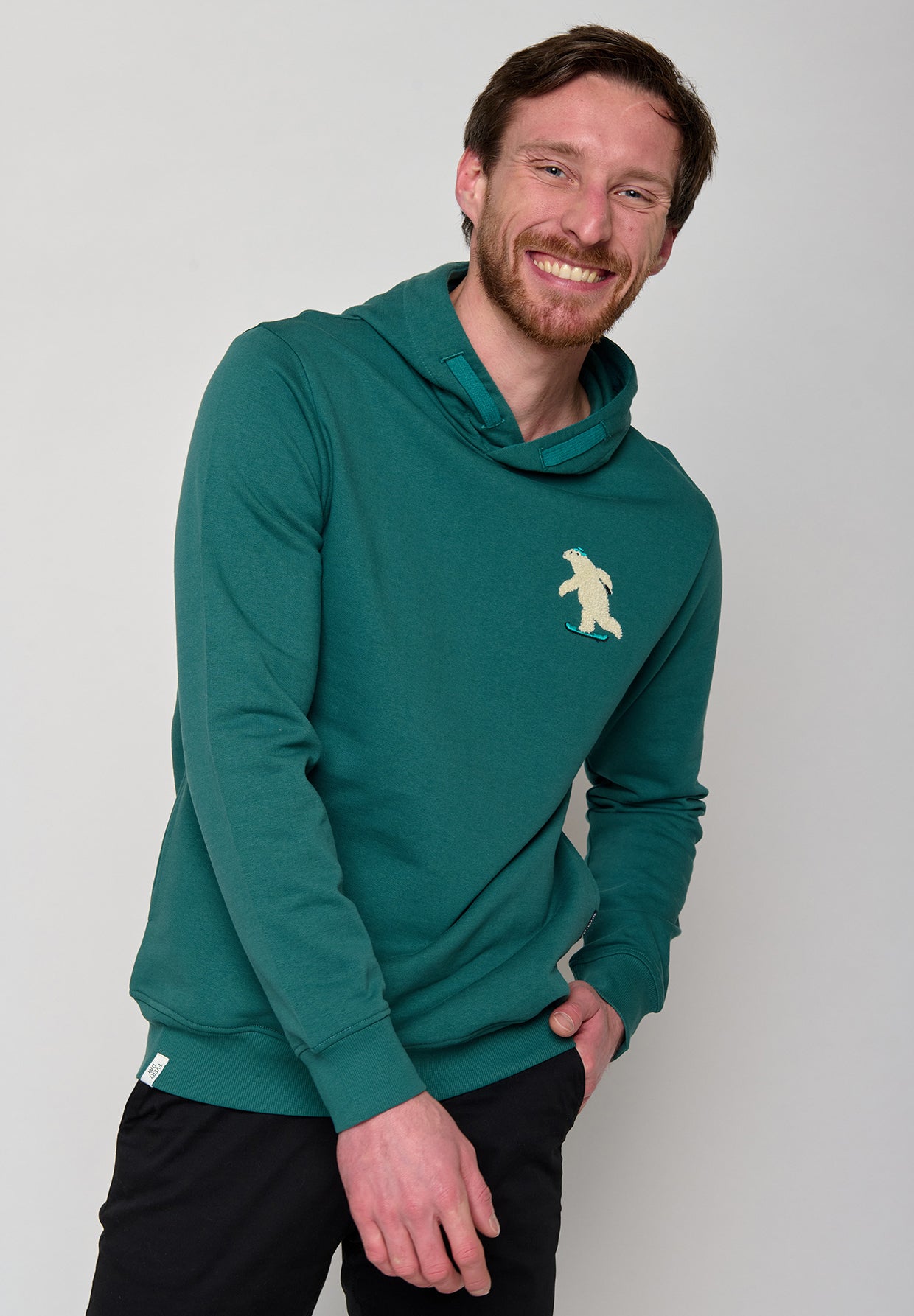 Jungle Green: Kuschliger Hoodie aus Bio-Baumwolle für Herren [11156]