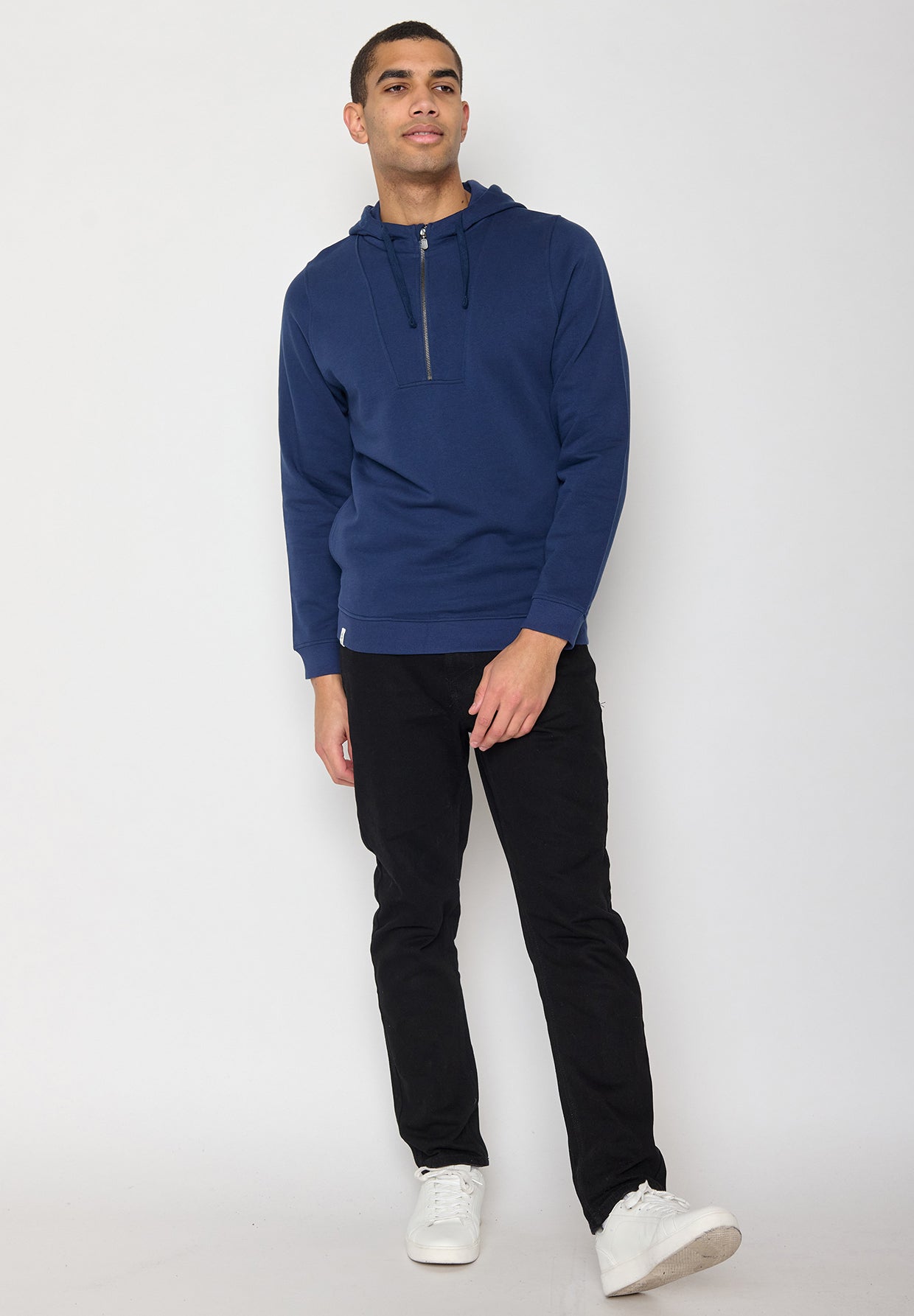 Navy: Lässiger Half-Zip aus Bio-Baumwolle für Herren [11186]