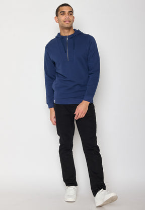 Navy: Lässiger Half-Zip aus Bio-Baumwolle für Herren [11186]