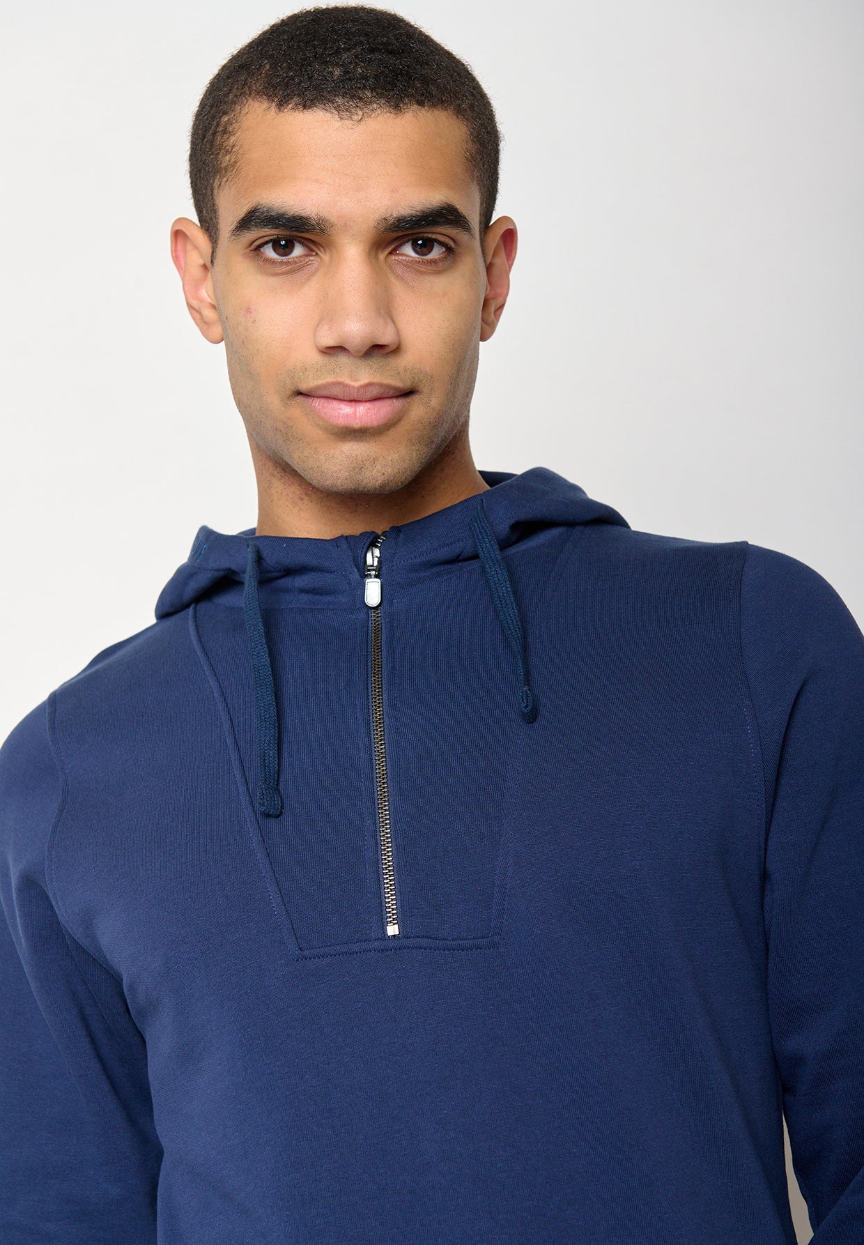 Navy: Lässiger Half-Zip aus Bio-Baumwolle für Herren [11187]
