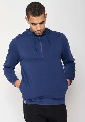 Blau:  Lässiger Half-Zip aus Bio-Baumwolle für Herren [11189]