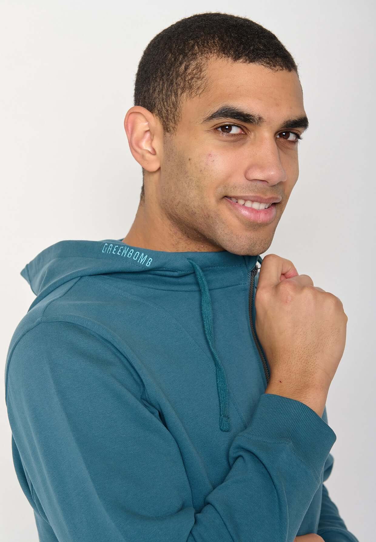 Blau:  Lässiger Half-Zip aus Bio-Baumwolle für Herren [11199]