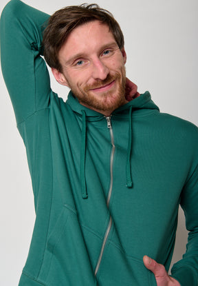 Jungle Green: Sportliche Zipjacke aus Bio-Baumwolle für Herren [11206]