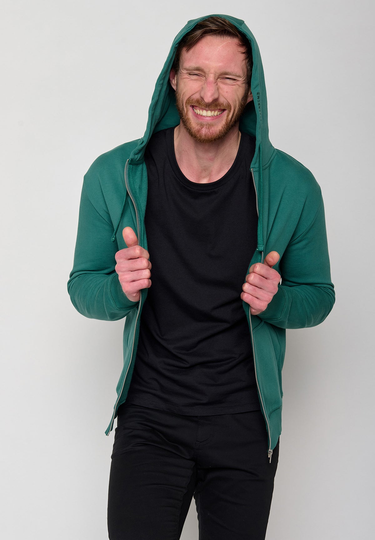 Jungle Green: Sportliche Zipjacke aus Bio-Baumwolle für Herren [11208]