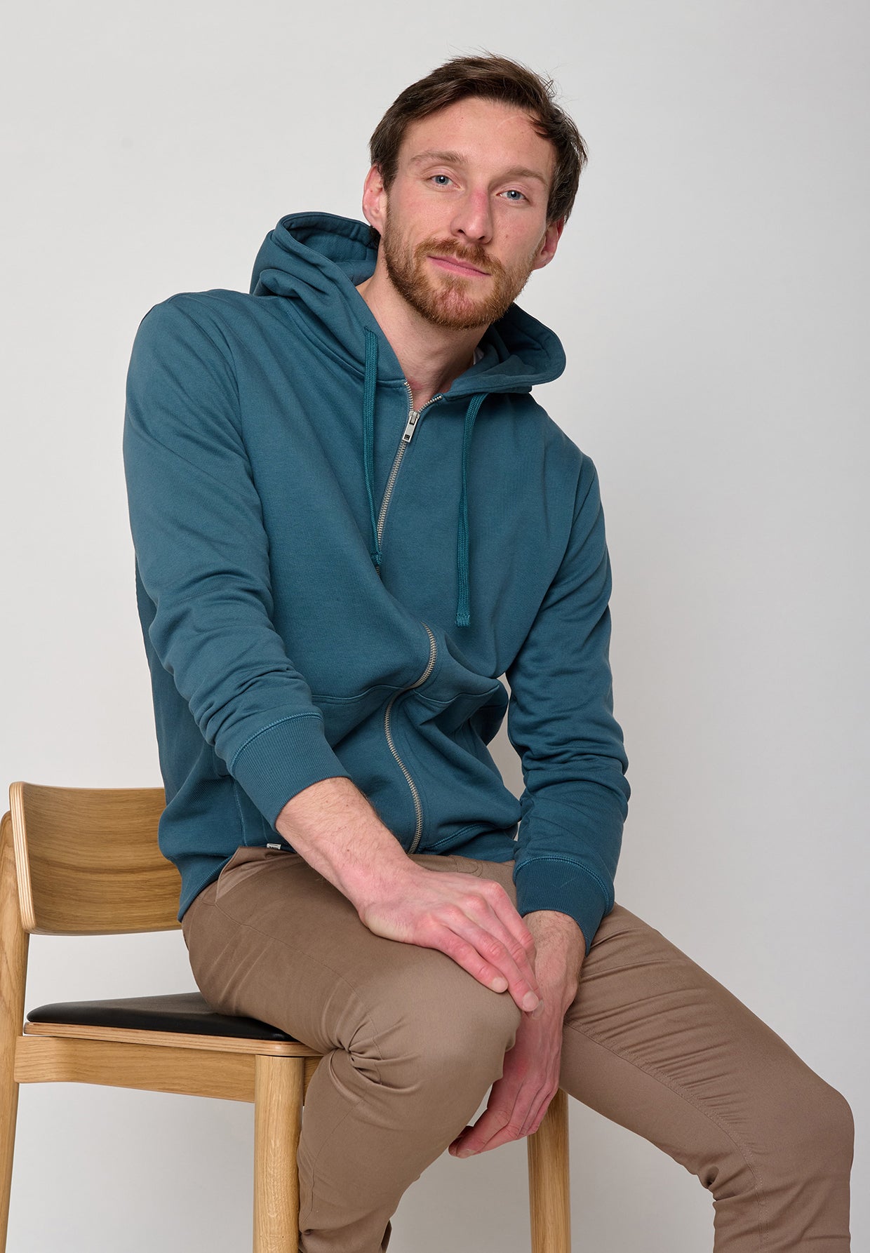 Blau:  Sportliche Zipjacke aus Bio-Baumwolle für Herren [11213]