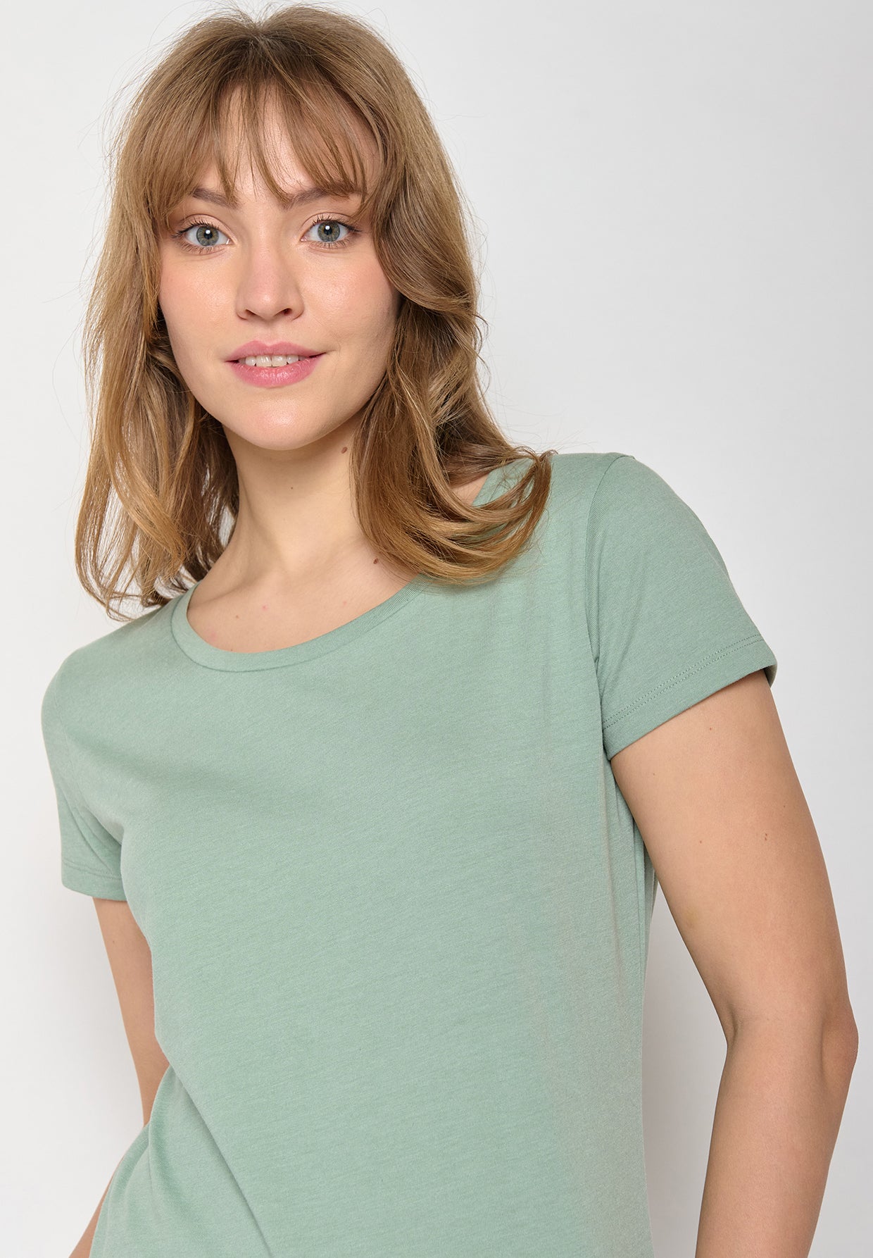 Grün:  Lässiges T-Shirt aus Bio-Baumwolle für Damen [11238]