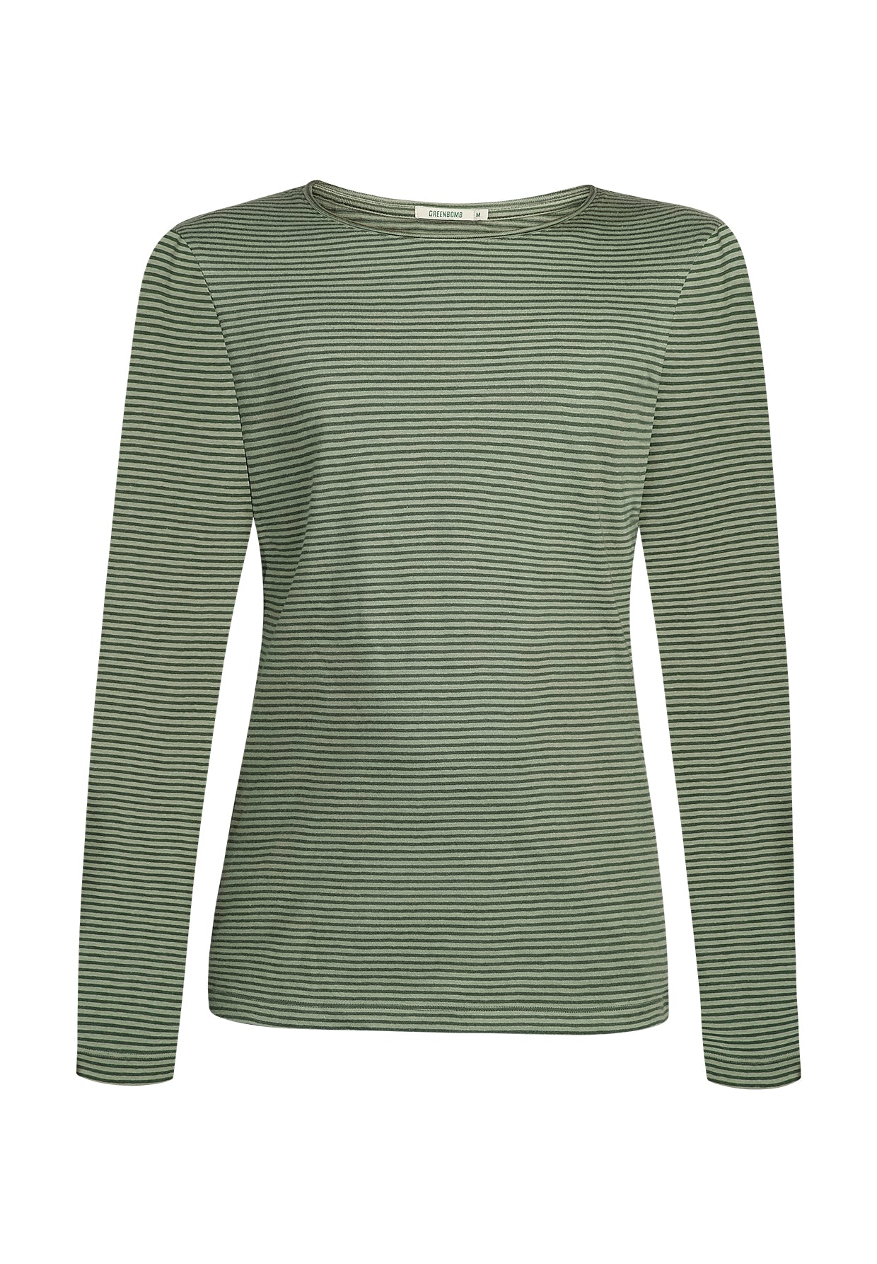 Light Green Stripes: Sportliches Longsleeve aus Bio-Baumwolle für Damen [11258]