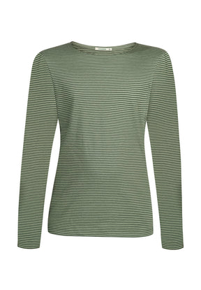Light Green Stripes: Sportliches Longsleeve aus Bio-Baumwolle für Damen [11258]