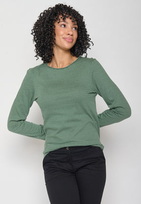 Light Green Stripes: Sportliches Longsleeve aus Bio-Baumwolle für Damen [11259]