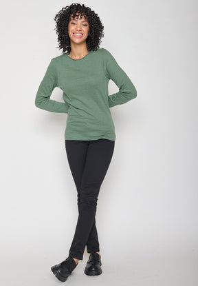 Light Green Stripes: Sportliches Longsleeve aus Bio-Baumwolle für Damen [11260]