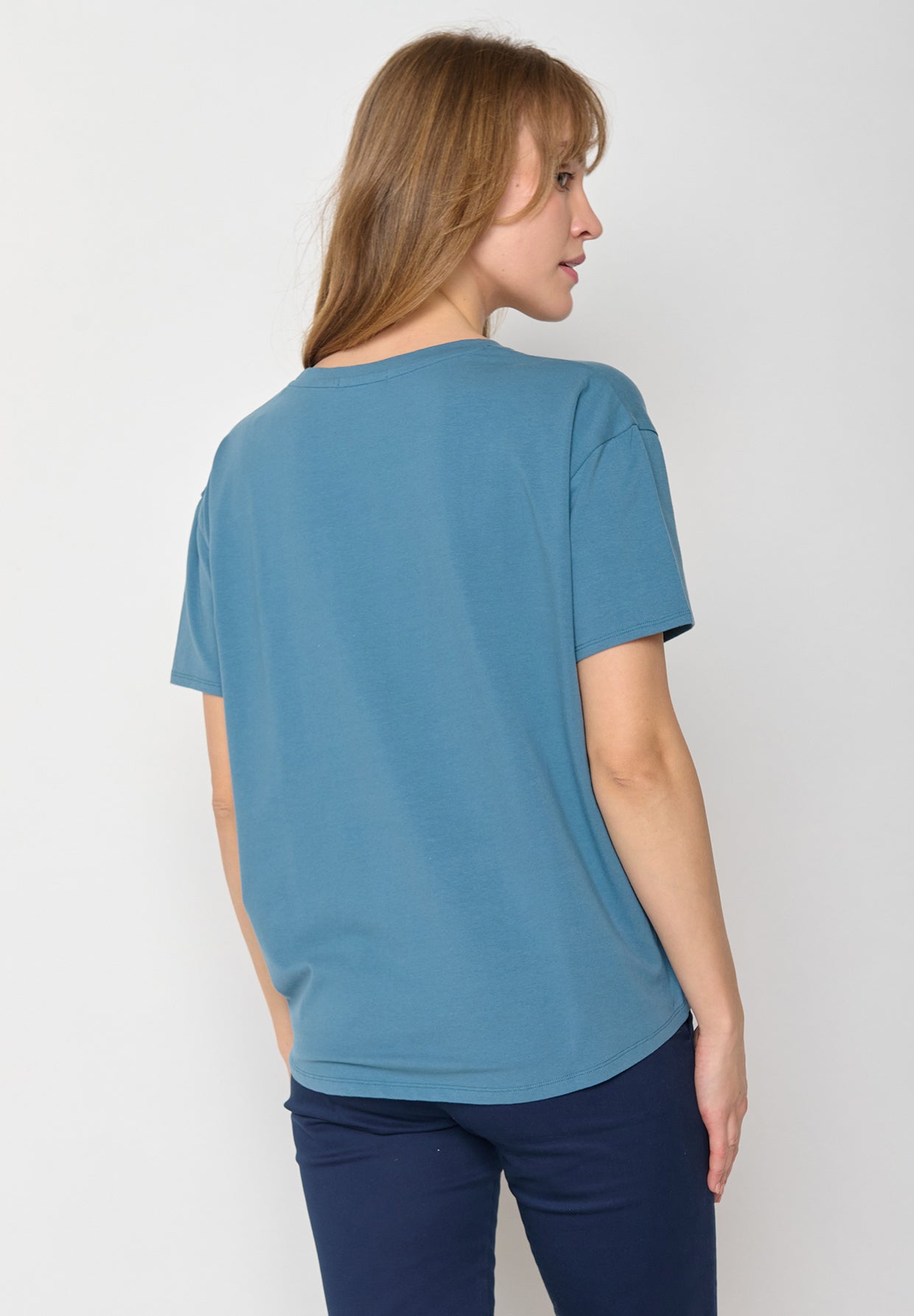 Blau:  Lässiges T-Shirt aus Bio-Baumwoll Mix für Damen [11271]