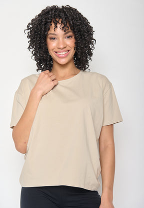 Latte: Lässiges T-Shirt aus Bio-Baumwoll-Mix für Damen [11276]