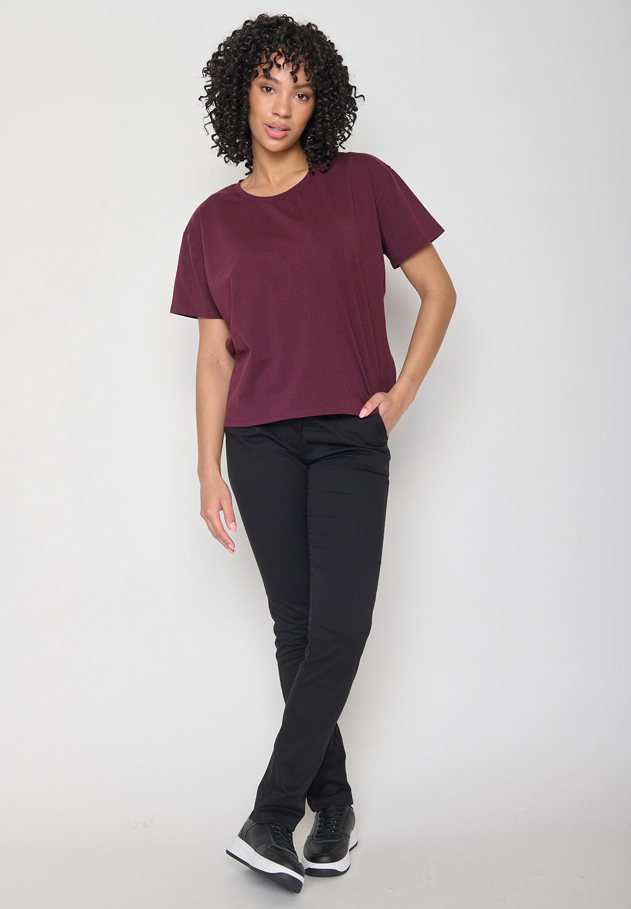 Rot:  Lässiges T-Shirt aus Bio-Baumwoll Mix für Damen [11278]