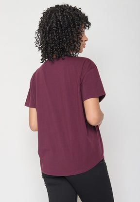 Rot:  Lässiges T-Shirt aus Bio-Baumwoll Mix für Damen [11280]