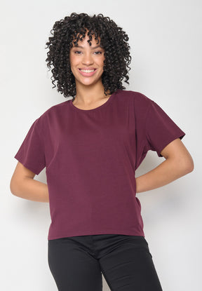 Rot:  Lässiges T-Shirt aus Bio-Baumwoll Mix für Damen [11281]