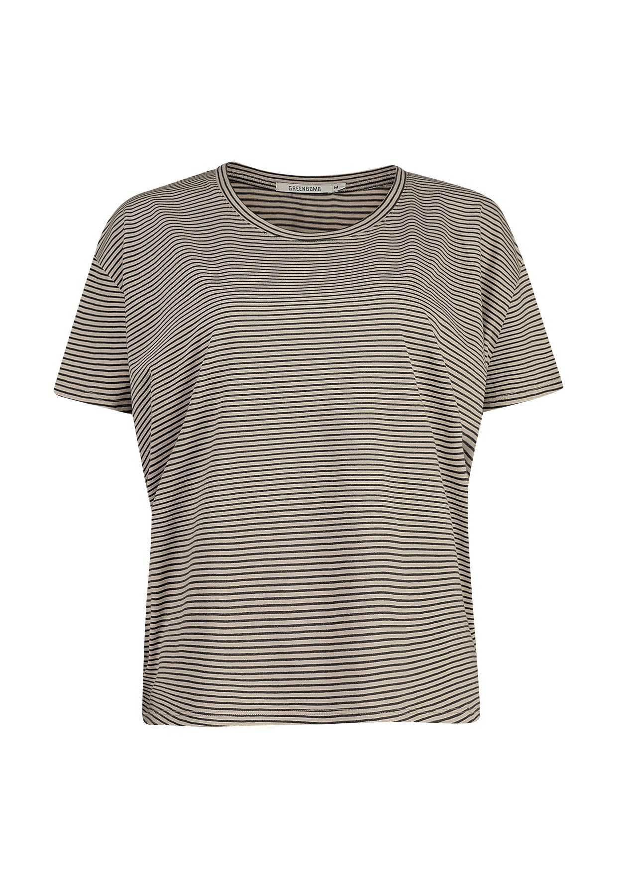 Latte Stripes: Lässiges T-Shirt aus Bio-Baumwoll-Mix für Damen [11282]