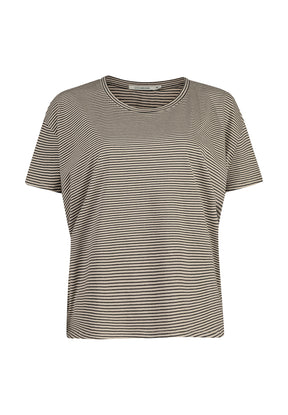 Latte Stripes: Lässiges T-Shirt aus Bio-Baumwoll-Mix für Damen [11282]