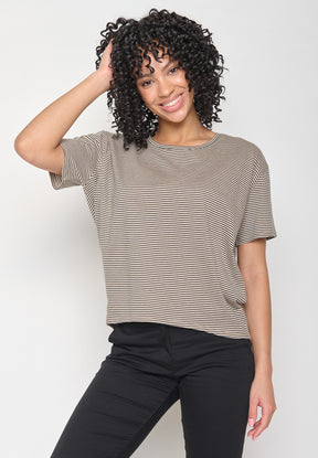 Braun:  Lässiges T-Shirt aus Bio-Baumwoll Mix für Damen [11286]