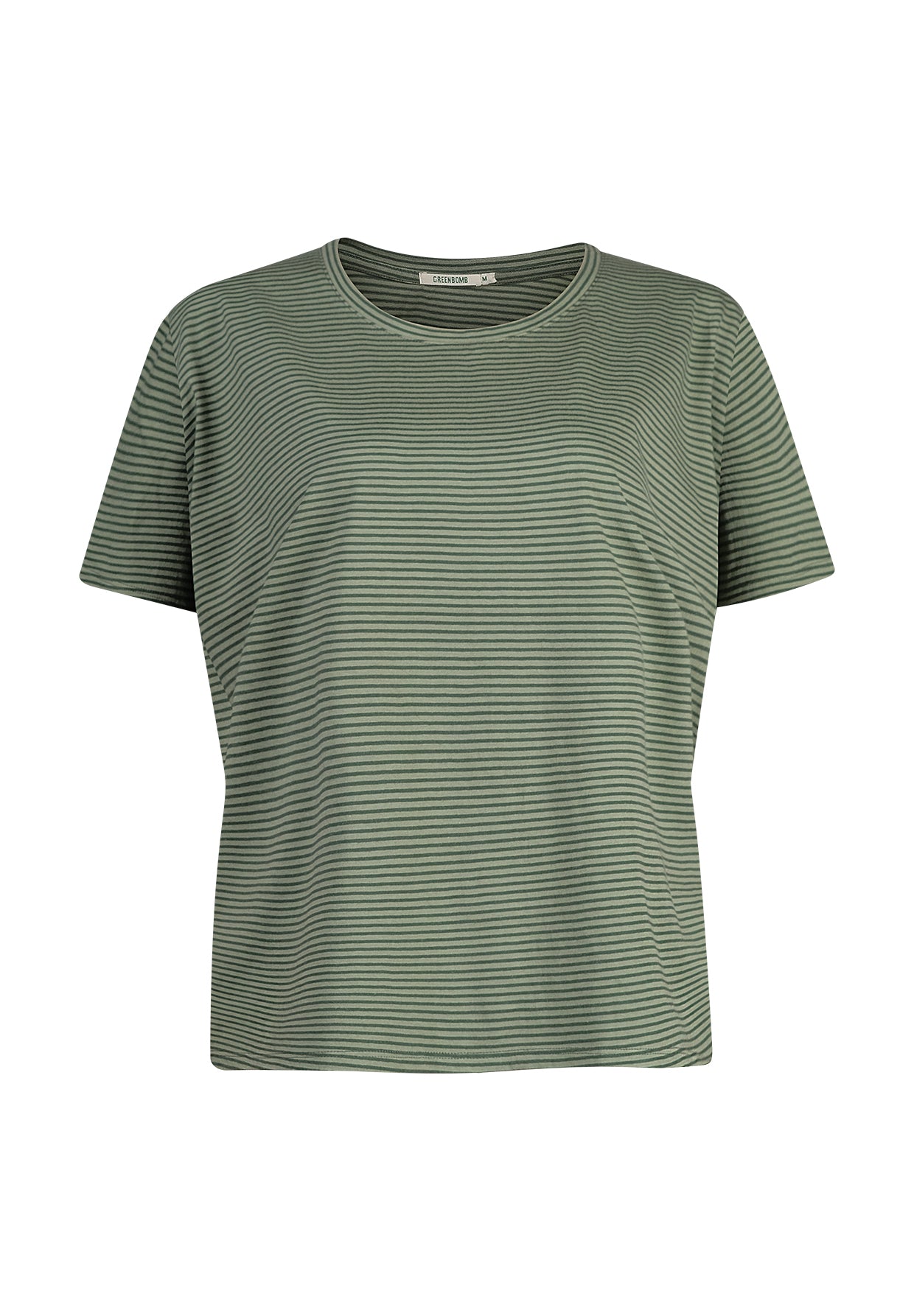 Light Green Stripes: Lässiges T-Shirt aus Bio-Baumwoll-Mix für Damen [11287]