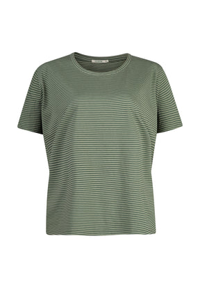 Light Green Stripes: Lässiges T-Shirt aus Bio-Baumwoll-Mix für Damen [11287]