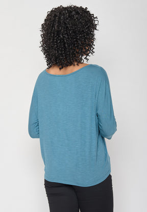 Blau:  Gemütliches Longsleeve aus Viskose (LENZING™ ECOVERO™) Mix für Damen [11300]