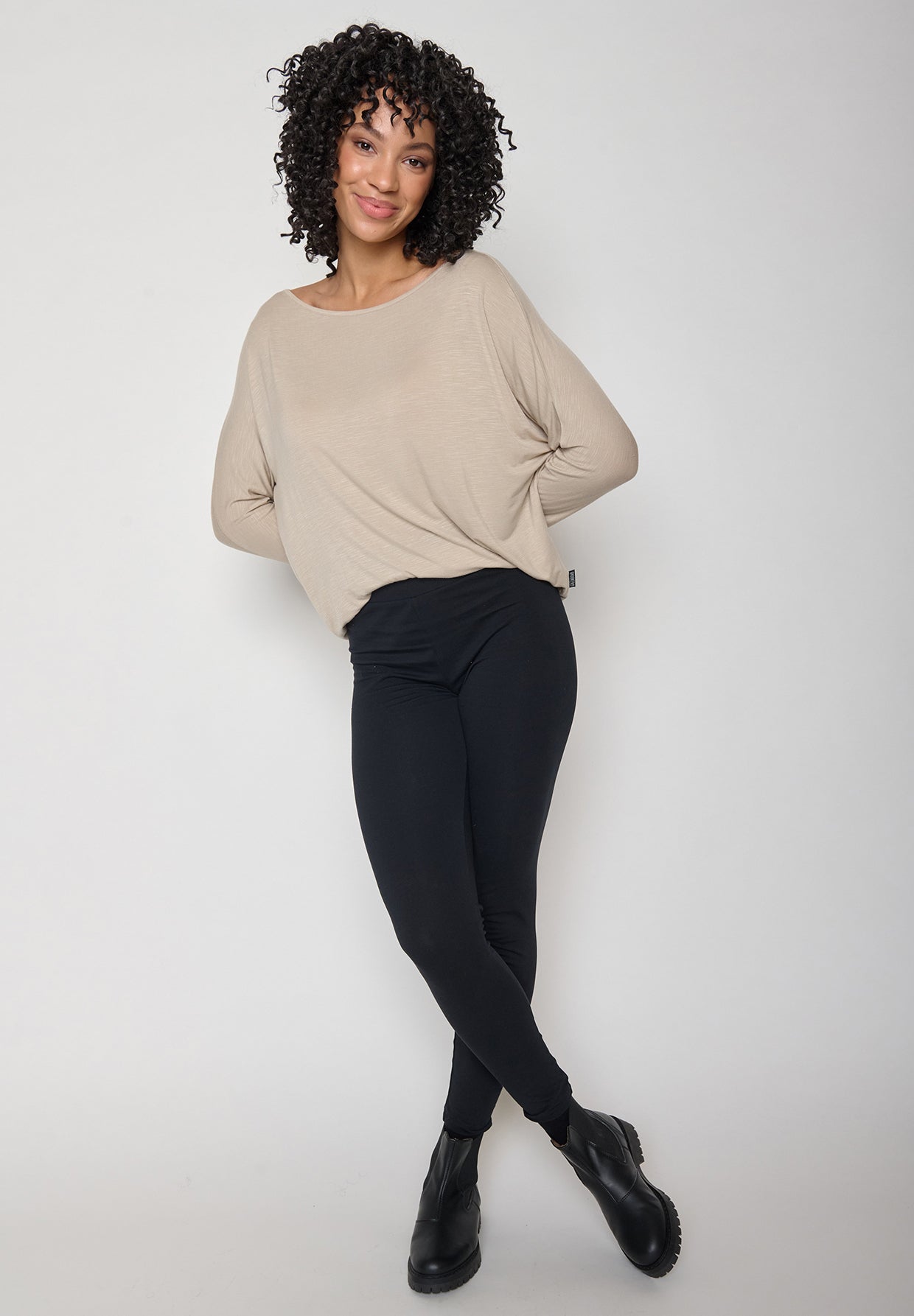 Latte: Gemütliches Longsleeve aus Viskose (LENZING™ ECOVERO™) Mix für Damen [11304]