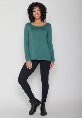 Grün:  Lässiges Longsleeve aus Viskose (LENZING™ ECOVERO™) Mix für Damen [11321]